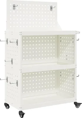 Obrázok produktu pre Kovový vozík na náradie s poličkou Biela 65 x 35 x 111 cm