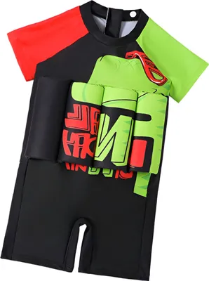 Produktbild von Baby-Badeanzug mit Schwimmern Größe 104 - Schwarz und grün