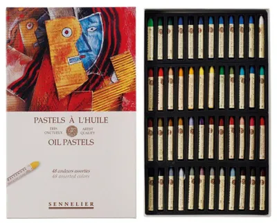 Ölpastell-Set, 48 Stück, Mehrfarbig, für Holz, Papier, Leinwand, Metall