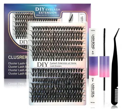 Produktbild von Künstliche Wimpern C Curl 8-16 mm 280 Stück Set mit Kleber und Pinzette