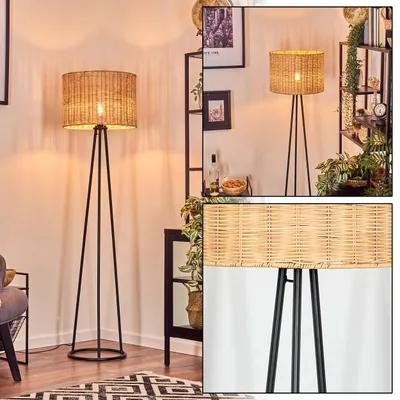 Produktbild von Dello Stehlampe aus Metall/Rattan in Schwarz/Natur