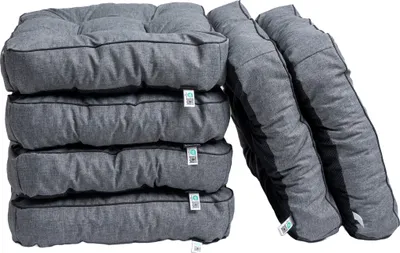 Produktbild von TexDeko® 6er Pack Loungekissen Gartenpolster für Rattanmöbel UV-Schutz & Wasserabweisend 55x55x12 cm (Grau)
