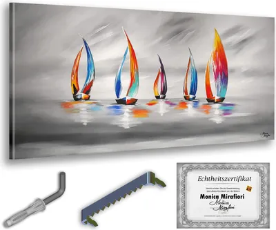 Immagine prodotto di Monica Mirafiori I 100% DIPINTO A MANO I Quadro "Sotto Vela" 100x50cm | Quadro Dipinto a Mano | Quadro Acrilico | Quadro Acrilico Molto Grande I Arte Moderna I Quadri d'Arte