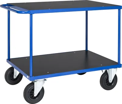 Produktbild von Kongamek Tischwagen in blau 1000x600x870mm mit Schiebegriff, Gummibereifung und Bremse