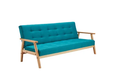Produktbild von SalesFever Schlafsofa mit Armlehnen | 3 Funktionen | Bezug Strukturstoff | Gestell Massivholz Eukalyptus | B 190 x T 85 x H 81 cm | petrol