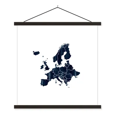 Obrázek produktu pro MuchoWow® Textilní plakát - Mapa Evropy - Černobílá - 90x90cm - S černými lamelami