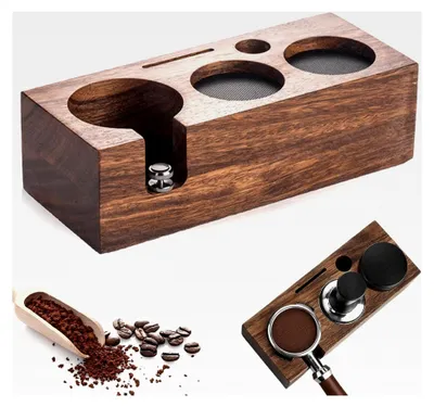 Produktbild von Tamperstation 51mm aus Nussbaum, Kaffeetamping Station, Barista Zubehör, Halter für Kaffeefilter