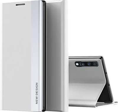 Image de Galaxy A70S Case, étui magnétique en cuirPolyuréthaneavec fonction stand pour Samsung Galaxy A70 / A70S Blanc