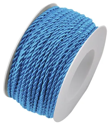 Produktbild von Kordelband, Atlaskordel, Seil gedreht 3mm blau 25m Rolle (1m=0,20EUR) Goldina