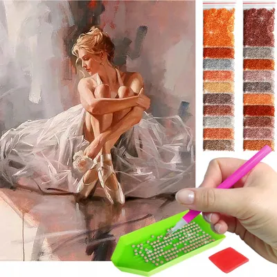 Produktbild von ARTULIO Diamond Painting Set - Zarte Pastell Ballerina Motiv - 30 x 40 cm - 5D Diamant Painting, Crystal Art