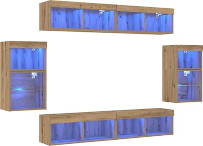 Produktbild von vidaXL TV-Schrankset 8 pcs Artisan-Eiche Holzwerkstoff