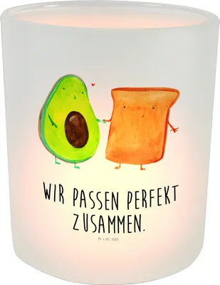 Produktbild von Mr. & Mrs. Panda Glas Windlicht Avocado Toast - Transparent - Geschenk, Verliebt, Balkon, Kerzenhalter, Teelichthalter, Freundin, Hochzeit, Hochzeitsgeschenk, Liebe, aus