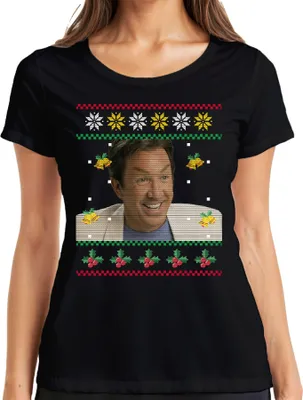 Produktbild von Santa - Ugly Christmas Sweater Weihnachten Damen T-Shirt, Schwarz, XL