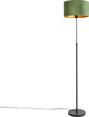 Zdjęcie produktu dla Lampa stojąca czarna z abażurem z aksamitu zielonego ze złotem 35 cm - Parte