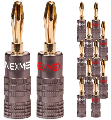 Produktbild von Bananenstecker 4mm schraubbar 12x Stecker vergoldet NEXMEX für Lautsprecherkabel