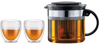 Produktbild von Bodum Bistro, Teekannenset, 1000 ml, Schwarz, Transparent, Borosilikatglas, Edelstahl, 2 Stück(e), Bisphenol A (BPA)