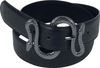Produktbild von Black Premium by EMP Uni schwarzer Gürtel mit Schlangenschnalle 95 cm