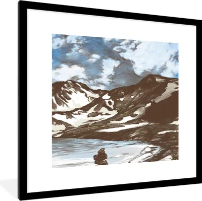 Produktbild von MuchoWow® MuchoWow® Gerahmtes Poster Berg - Meer - Himmel 40x40 cm - Poster mit zchwarzem Bilderrahmen - Poster - Plakat im Rahmen