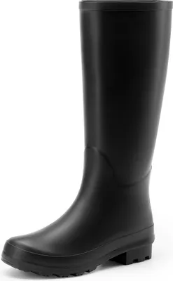 Produktbild von DREAM PAIRS Damen Klassische einfarbige hohe Gummistiefel Wasserdichte Regen- und Gartenschuhe,Farbe: SCHWARZ, Größe: 39