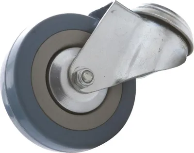 Produktbild von Lenkrolle mit Rückenloch 75mm mit Gummi Rad, Transportrollen, Apparaterollen