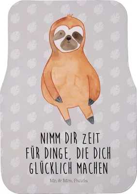 Produktbild von Mr. & Mrs. Panda Fußmatte Fürs Auto Faultier Zufrieden - Grau Pastell - Geschenk, Auto-Fußmatte, Automatte, Teppich, Glück, Pause, Happy