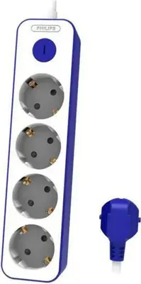 Obrázok produktu pre Philips PHILIPS pagarintjs, 4 ligzdas, balts ar zilu