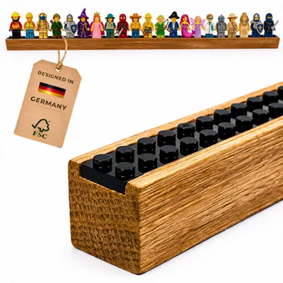 Wandregal für LEGO Minifiguren, Eiche massiv, 60,8 cm, geölt