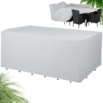 Produktbild von KINGSLEEVE ® Abdeckung für Gartenmöbel Outdoor Abdeckplane Schutzhülle Abdeckhaube Hülle Gartentisch Schutz Sitzgruppe Oxford 308x138x89cm Silber
