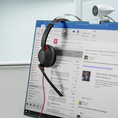 Produktbild von HP Poly Blackwire 5220 USB-C Stereo-Headset + 3.5-mm-Stecker + USB-C/A-Adapter, Kabelgebunden, Anrufe/Musik, 20 - 20000 Hz, 300 g, Kopfhörer, Schwarz