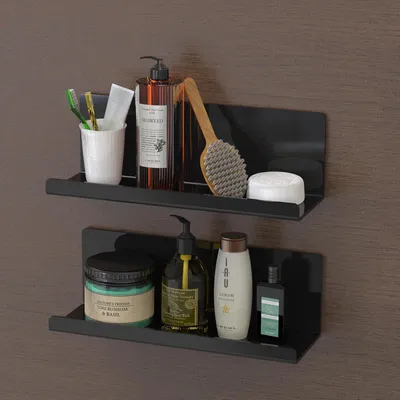 Produktbild von Wandregal Acryl Schwarz 30cm 2 Stück zum Kleben ohne Bohren