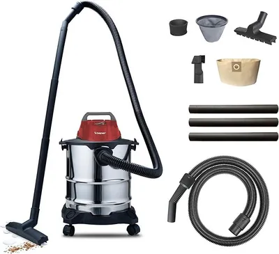 Productafbeelding van Stofzuiger, nat- en droogzuiger, 1000 W, met blaasfunctie, 20-liter inhoud, 4 wielen, 5 meter kabel, staal