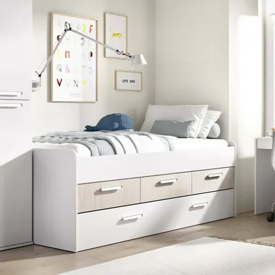 Image de Aftro - Lit pour Enfants, Blanc, Rangement