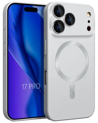 Image de Coque pour iPhone 17 Pro, Silicone Liquide Slim Anti-Rayures avec Cercle Magnétique Argenté