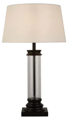Produktbild von Zeitgenössische Schreibtischlampe Sockel Stahl Schwarz Glas Weiß 1 Licht E27
