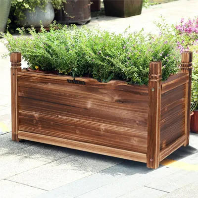 Produktbild von WISFOR Blumenkasten aus Holz Pflanzkasten imprägniertem Blumenkübel für Garten, Balkon, 60x30x33cm