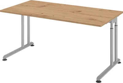 Produktbild von bümö Schreibtisch Serie-Z - Gestell: Silber, Größe:  160 x 80 cm, Nachbildung: Asteiche
