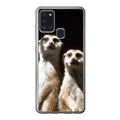 Produktbild von MuchoWow® Handyhülle Schutzhülle Hülle für Samsung Galaxy A21s Schwarz - Erdmännchen - Tiere Silikon Softcase Handy Hülle - Hartschale