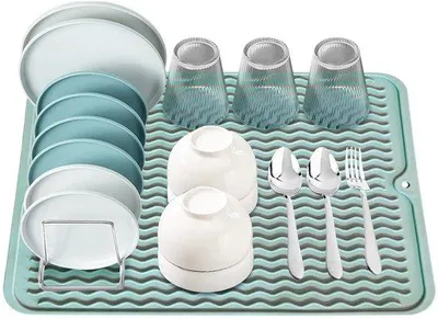 Productafbeelding van Ibenzoa® Afdruipmat voor de keuken – 40 x 30 cm, hittebestendig tot 230°C, antislip, sneldrogend, geschikt voor contact met voedsel