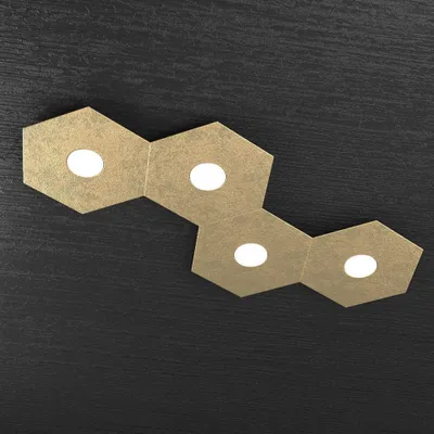 Immagine prodotto di Plafoniera Moderna Hexagon Metallo Foglia Oro 4 Luci Led 12X4W