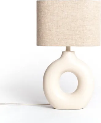 Produktbild von Tischlampe Keramik und Stoff Memphis Beige