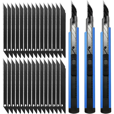 Productafbeelding van Set van 30 mesjes voor een scheermesje, 9 mm, 30 graden, blauw, zinklegering, roestvrij staal