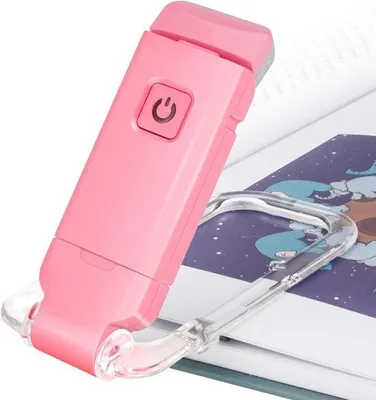 Produktbild von LED-Leseleuchte mit Clip für Bücher, Schlafleuchte mit weichem, oogfreundlichem Licht, oplaadbar über USB, 2 Helligkeitsstufen für Augenschutz, rosa