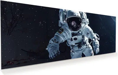 Produktbild von Glasbild 125x50cm in XXL für Wohnzimmer, Schlafzimmer Motiv Astronaut im All