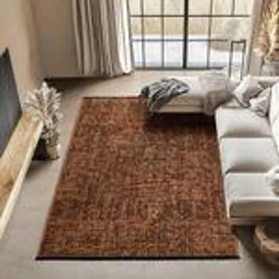 Produktbild von Boho Chenille Teppich Vintage Kelim Design, weich & stilvoll für Wohnzimmer, Schlafzimmer, Büro & Küche, Größe: 120 x 170 cm, Farbe: Kupfer