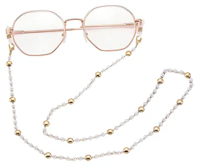 Produktbild von Brillenkette für Damen, bunte Brillenkette mit künstlichen Edelsteinen, Retro-Perlenband für Sonnenbrillen, Brillenbänder für Lesebrillen A
