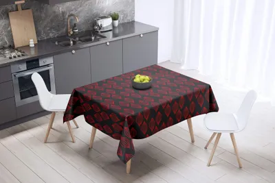 Tischdecke 140x140 cm, Polyester, wasserabweisend, rot-schwarz