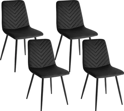 Produktbild von BELIANI Esszimmerstühle 4er Set Schwarz aus Samtstoff mit Metallbeinen Elegant Moderner Stil für Esszimmer