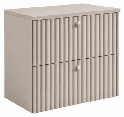 Produktbild von Badezimmer-Hängeschrank mit Platte 60, Kaschmir + Platte Kaschmir, Griffe in drei Farben, 60 x 44,4 x 58,6 cm, KI-generiertes Bild