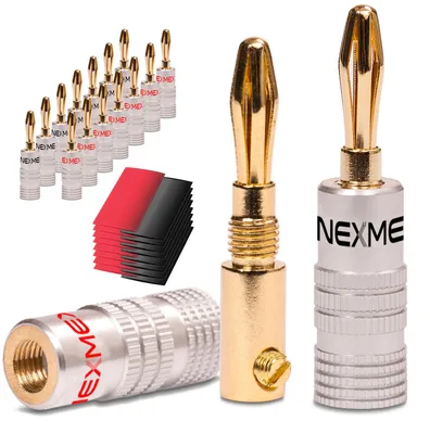 Produktbild von Bananenstecker mit Schrumpfschlauch vergoldet 16x Stecker NEXMEX Steckverbinder