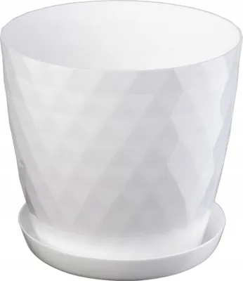 Image de KADAX Pot de fleurs en plastique "Amily", pot avec soucoupe. Pot à plantes, 14 cm, blanc, 1 pièce